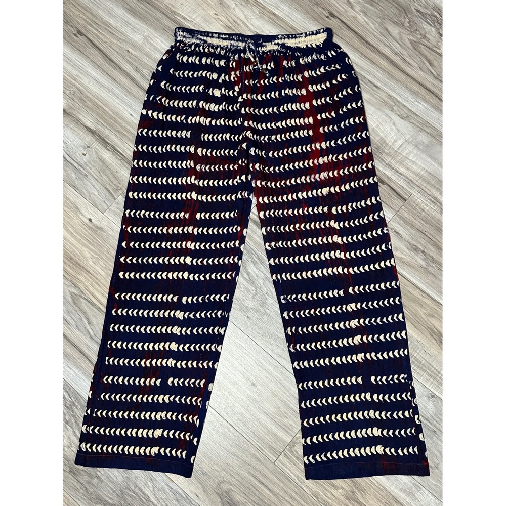 Sacred Threads Women's Wide Leg Pants Navy Blue Red Boho Festival Size L/XL